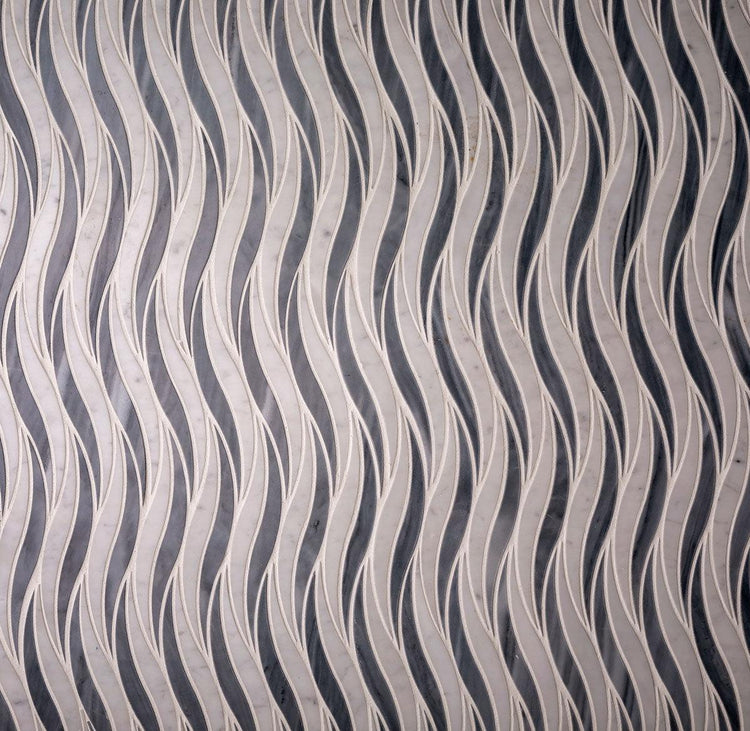 Waves Bardiglio & Carrara Marble Mosaic Tile | Tile Club