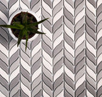 white and gray mosaic tile for backsplash