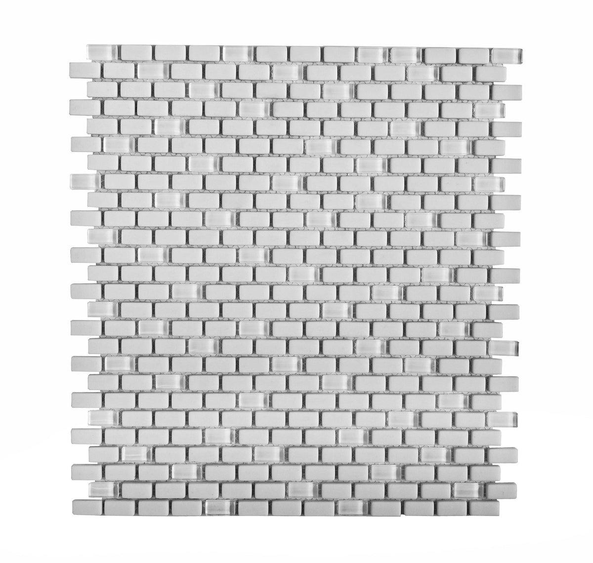 White Recycled Glass Brick Mosaic Tile