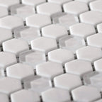 White Recycled Glass Hexagon Mosaic Tile | Tile Club
