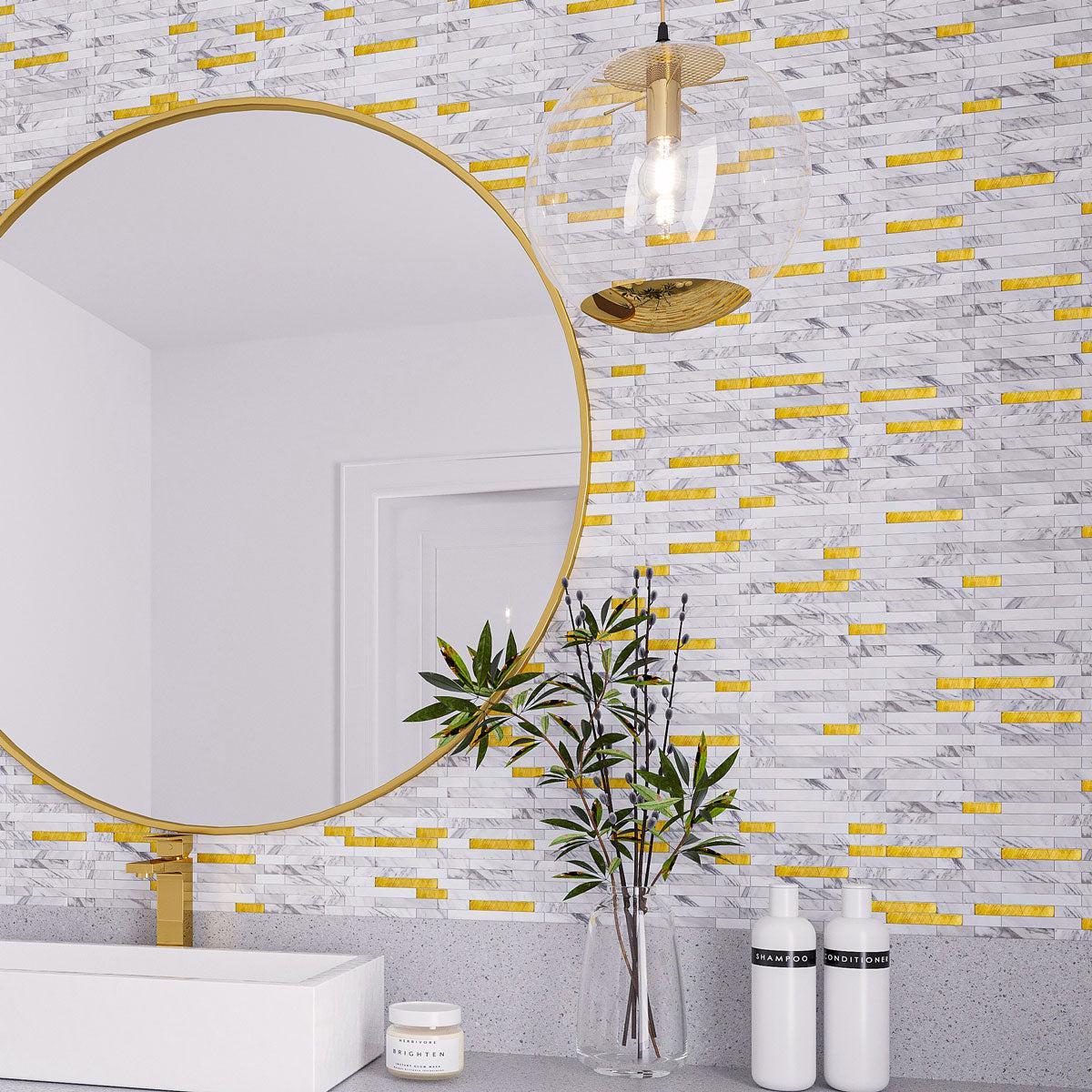 White and Gold Stack Peel and Stick Tile | Tile Club