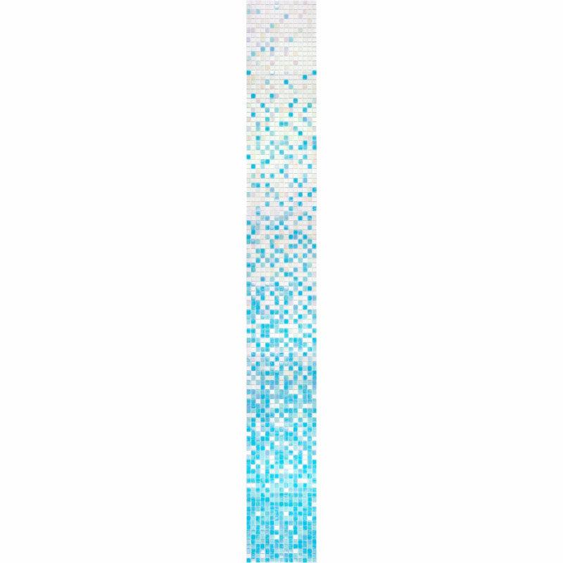 White and Ocean Blue Gradient Mixed Squares Glass Pool Tile