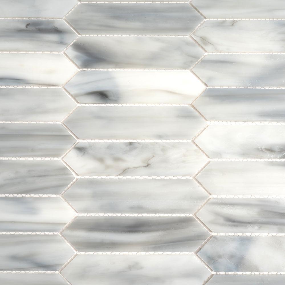 White Opal Picket Glass Mosaic | Tile Club