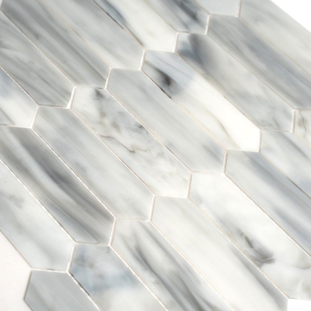 White Opal Picket Glass Mosaic | Tile Club