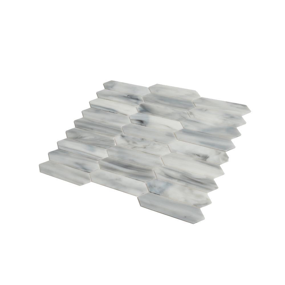 White Opal Picket Glass Mosaic | Tile Club