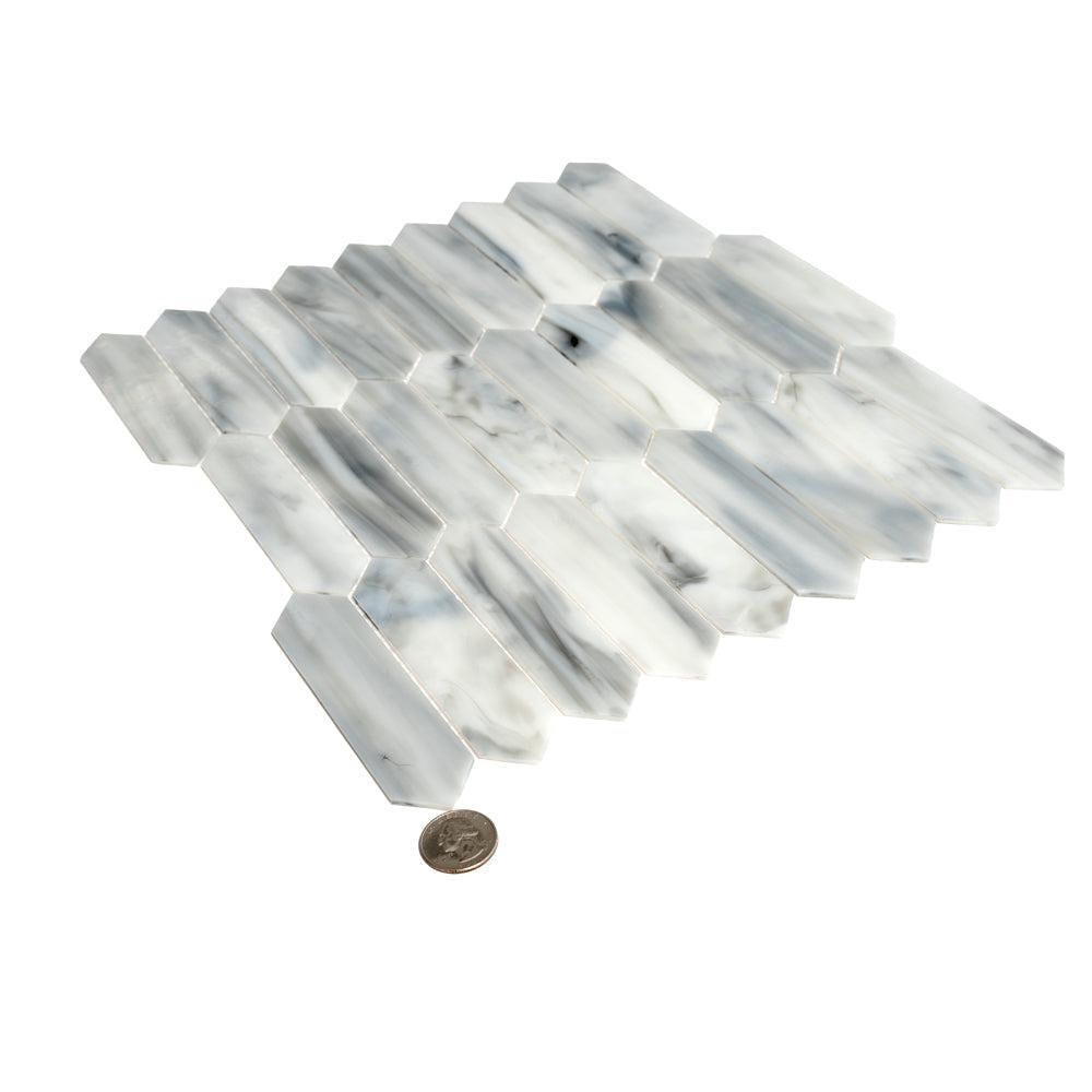 White Opal Picket Glass Mosaic | Tile Club