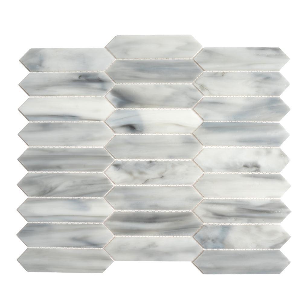White Opal Picket Glass Mosaic | Tile Club