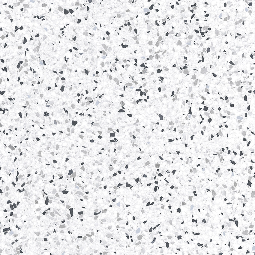 White and Black Terrazzo Square Porcelain Tile Sample