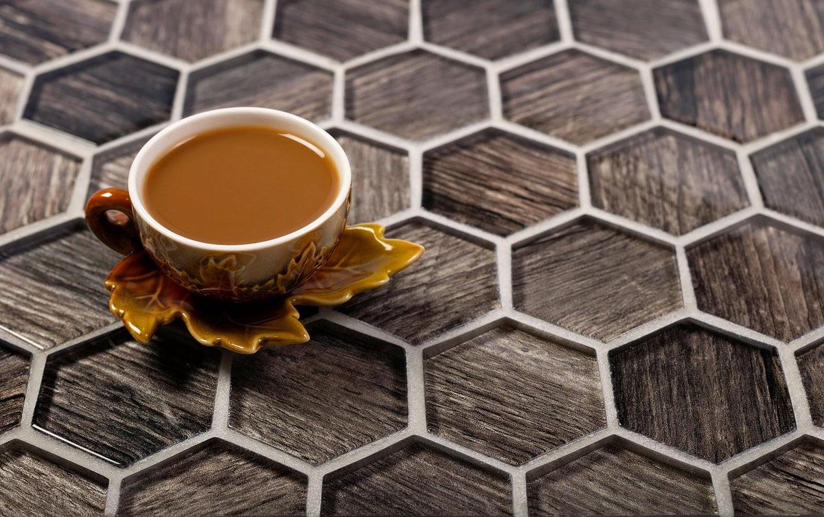 Wooden Glass Hexagon Tile for your kitchen countertop