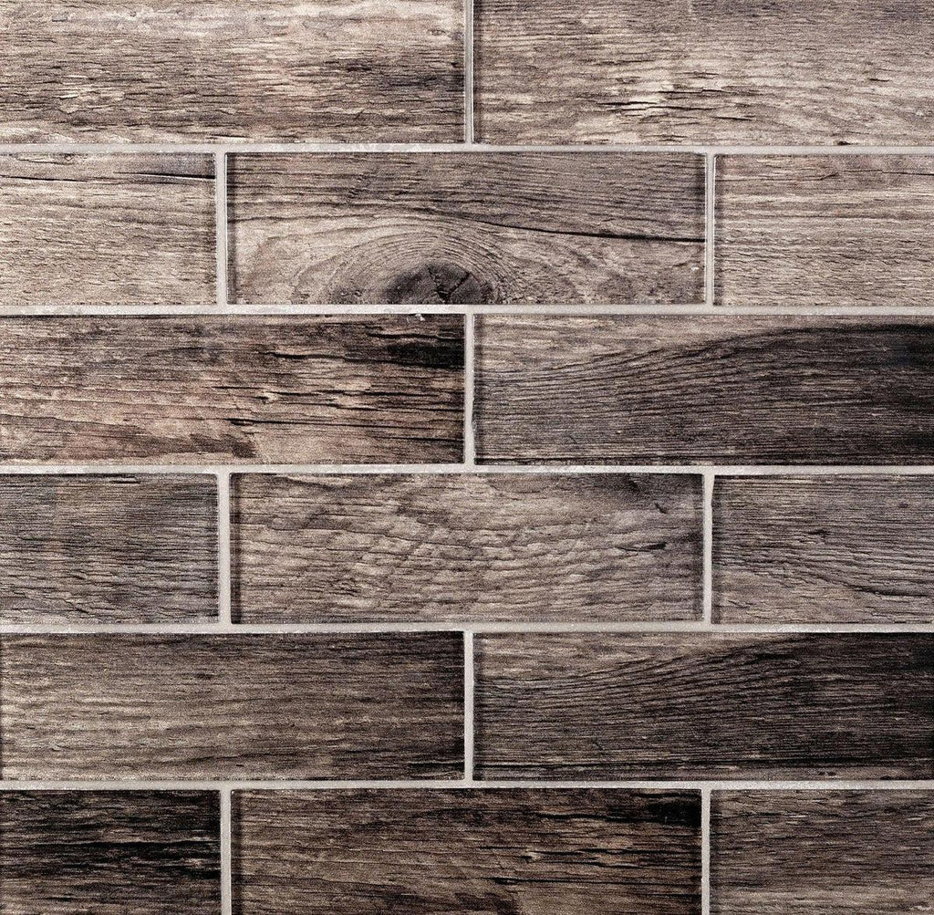 11.8" x 11.8" Wooden Glass Subway Mosaic Tile for bathroom for kitchen backsplash