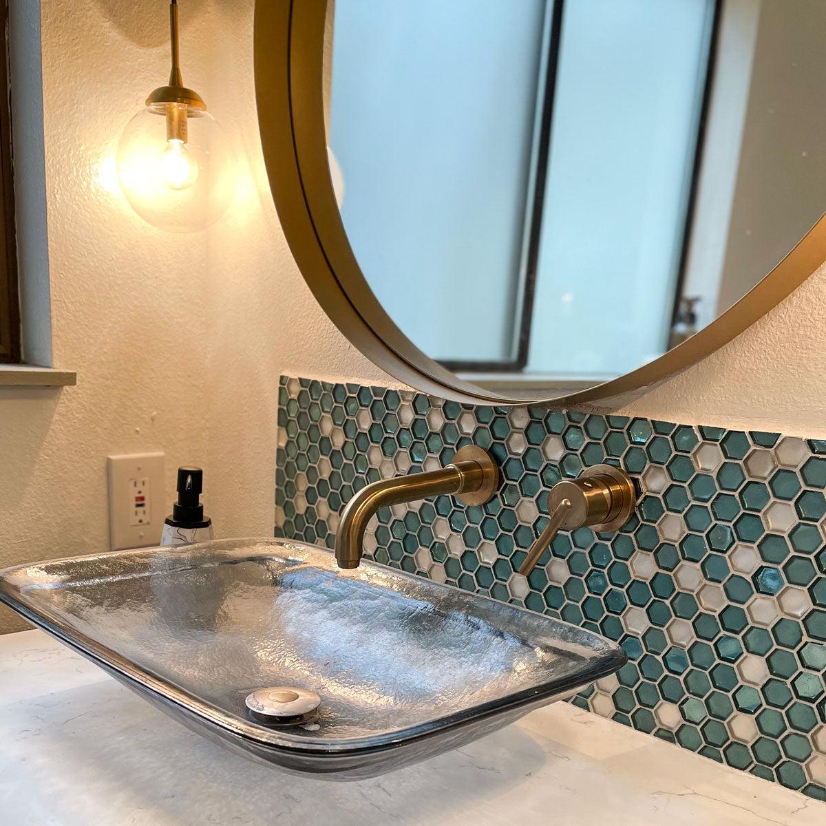 Emerald Hexagon Glass Mosaic Tile | Tile Club