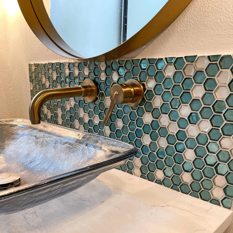 Emerald Hexagon Glass Mosaic Tile | Tile Club