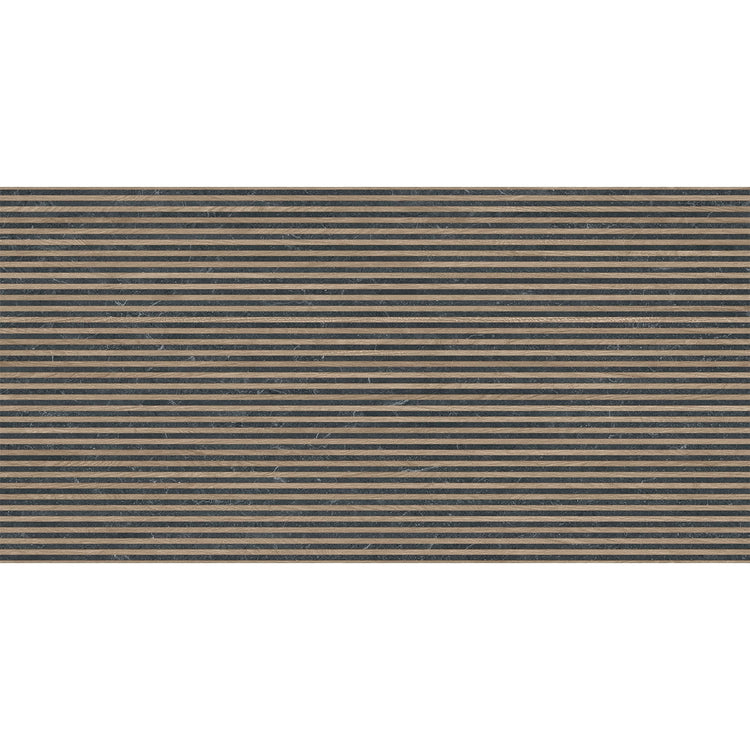 Japandi Contrast Black Slat Wall Tile Sample