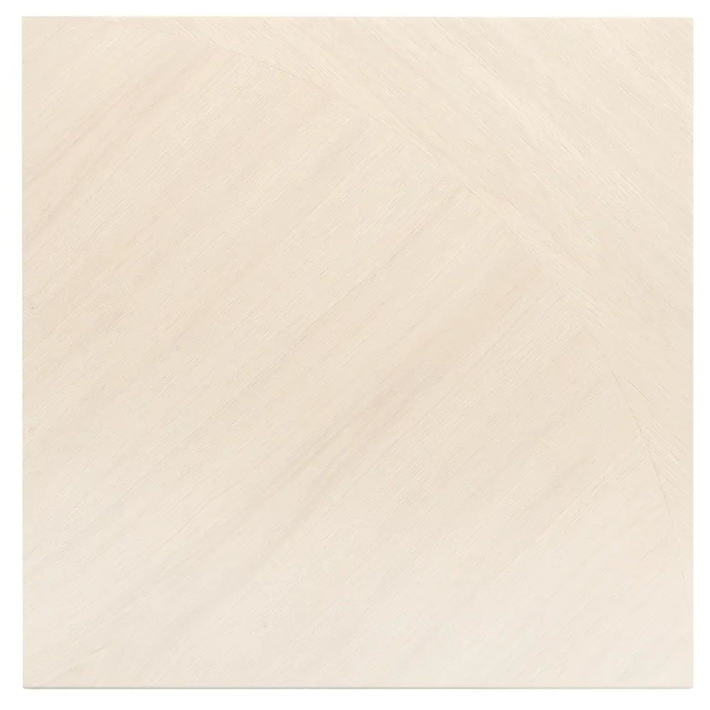 Japandi White Geometric Parquet Wood-Look Tile Flooring | Tile Club