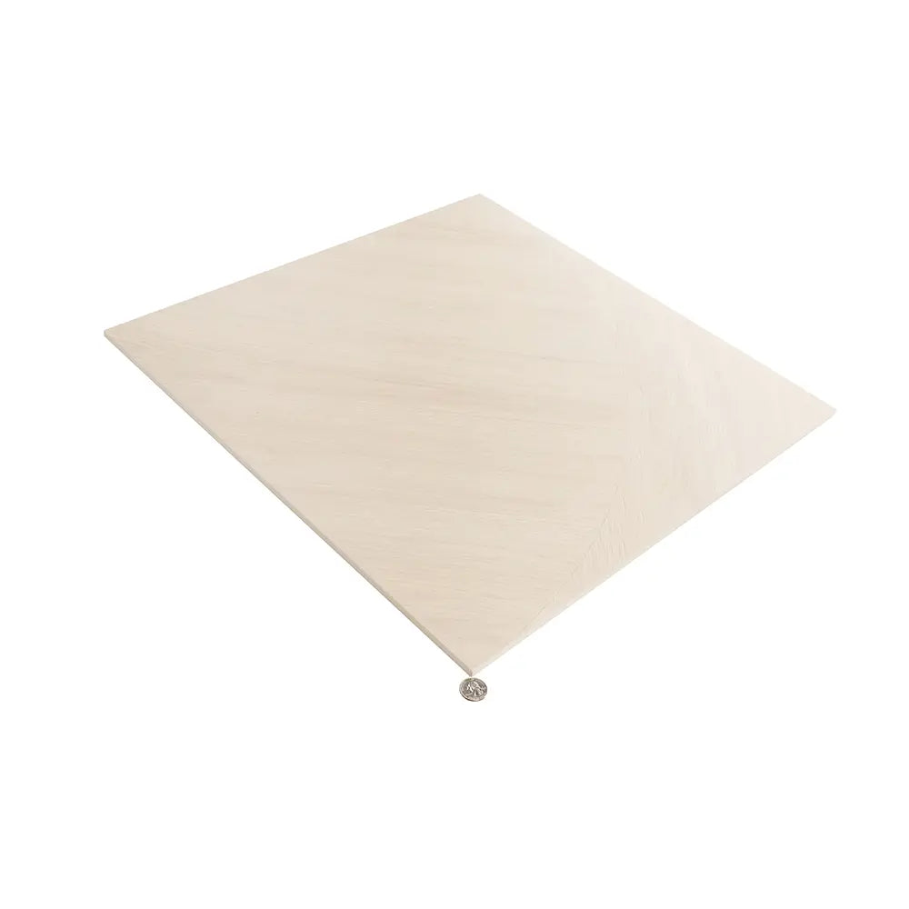 Japandi White Geometric Parquet Wood-Look Tile Flooring | Tile Club