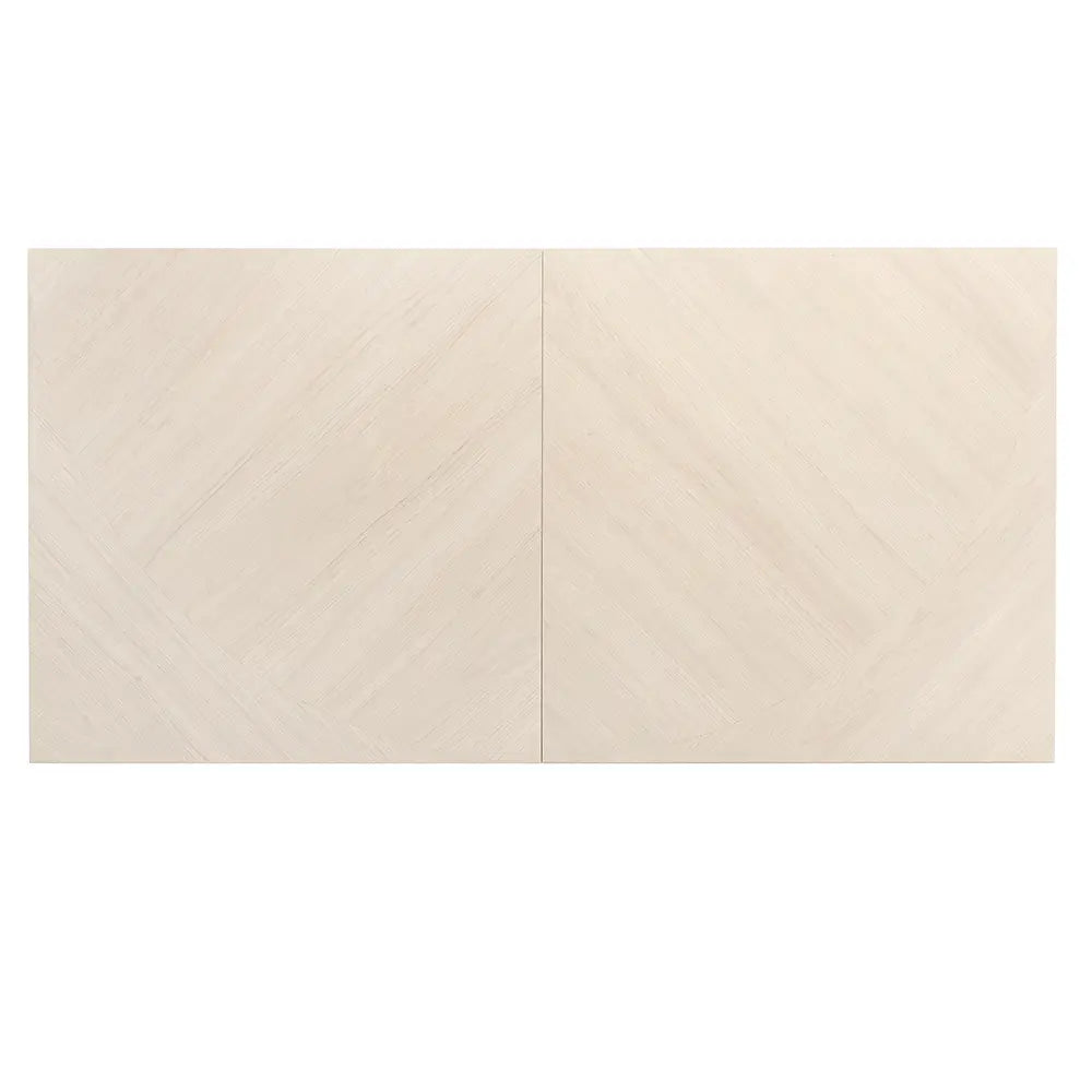 Japandi White Geometric Parquet Wood-Look Tile Flooring | Tile Club