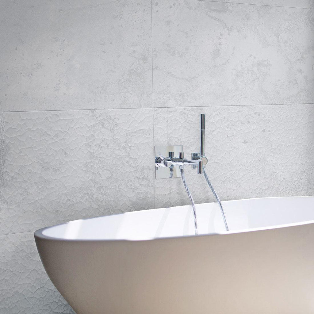 Zinc White Crackle Ceramic Wall Tile 18" x 48" | Tile Club