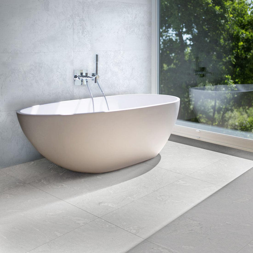 Zinc White Matte Ceramic Wall Tile 18" x 48" | Tile Club