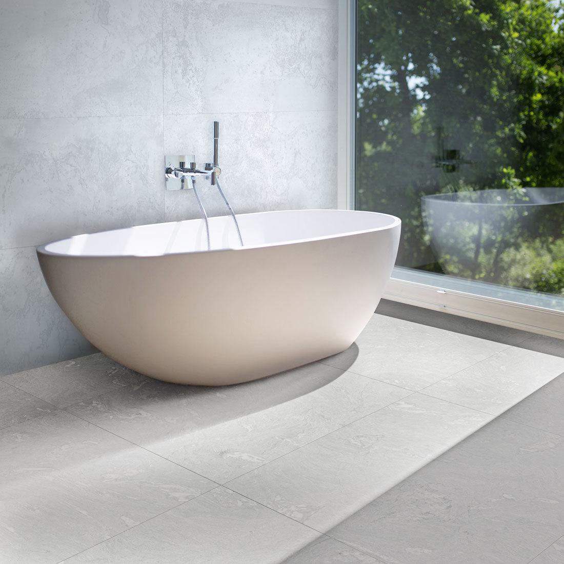 Zinc White Matte Ceramic Wall Tile 18" x 48" | Tile Club