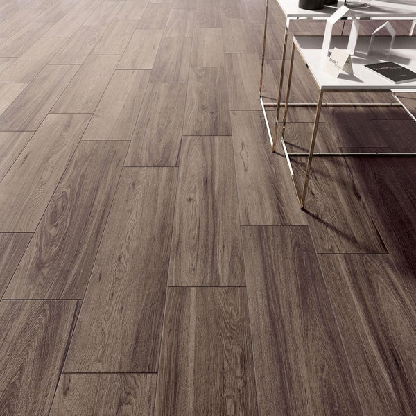 Acorn Walnut Matte Hardwood Look Porcelain Tile 9x36 | Happy Acorn Walnut Matte Hardwood Look Porcelain Tile 9x36 | Happy