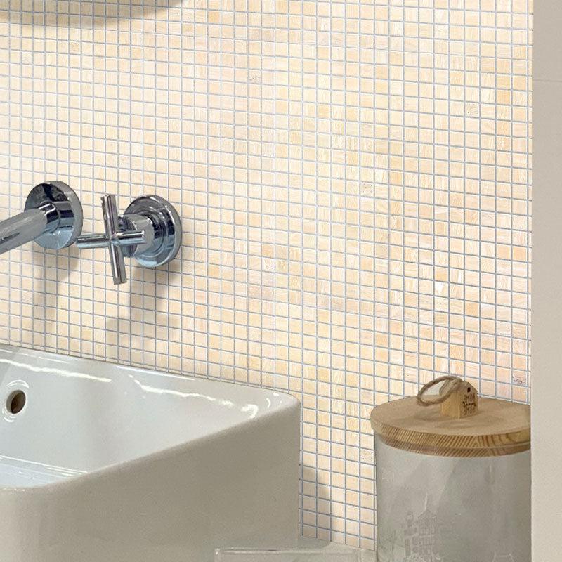 Alabaster Cream White Squares Glass Tile | Tile Club