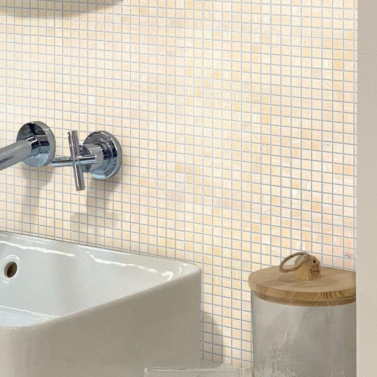 Alabaster Cream White Squares Glass Tile | Tile Club