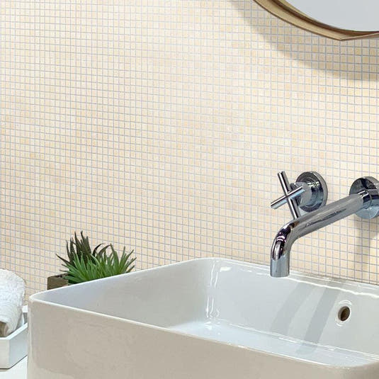 Alabaster Cream White Squares Glass Tile | Tile Club