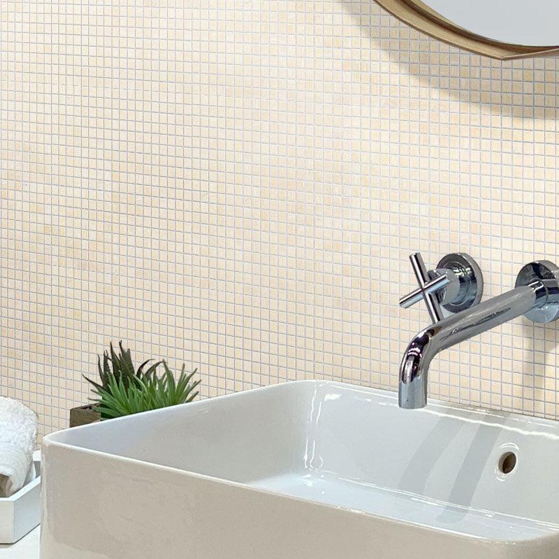 Alabaster Cream White Squares Glass Tile | Tile Club