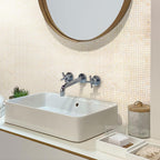 The Alabaster Cream White Squares Glass Tile exudes timeless elegance and sophistication