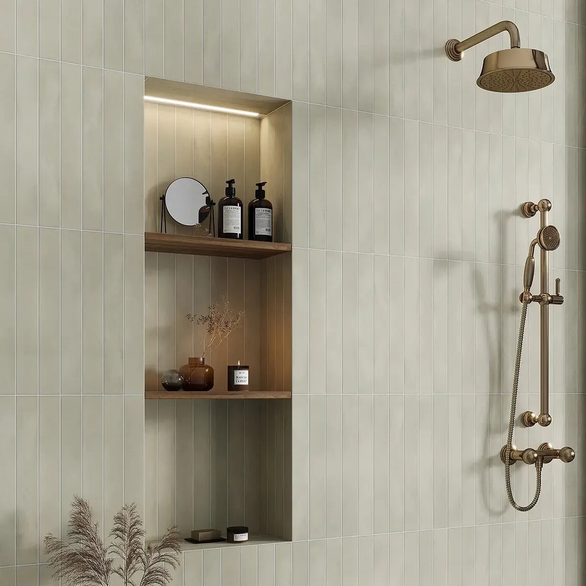 Alata Agave Porcelain Subway Tile 2x16 Modern Shower