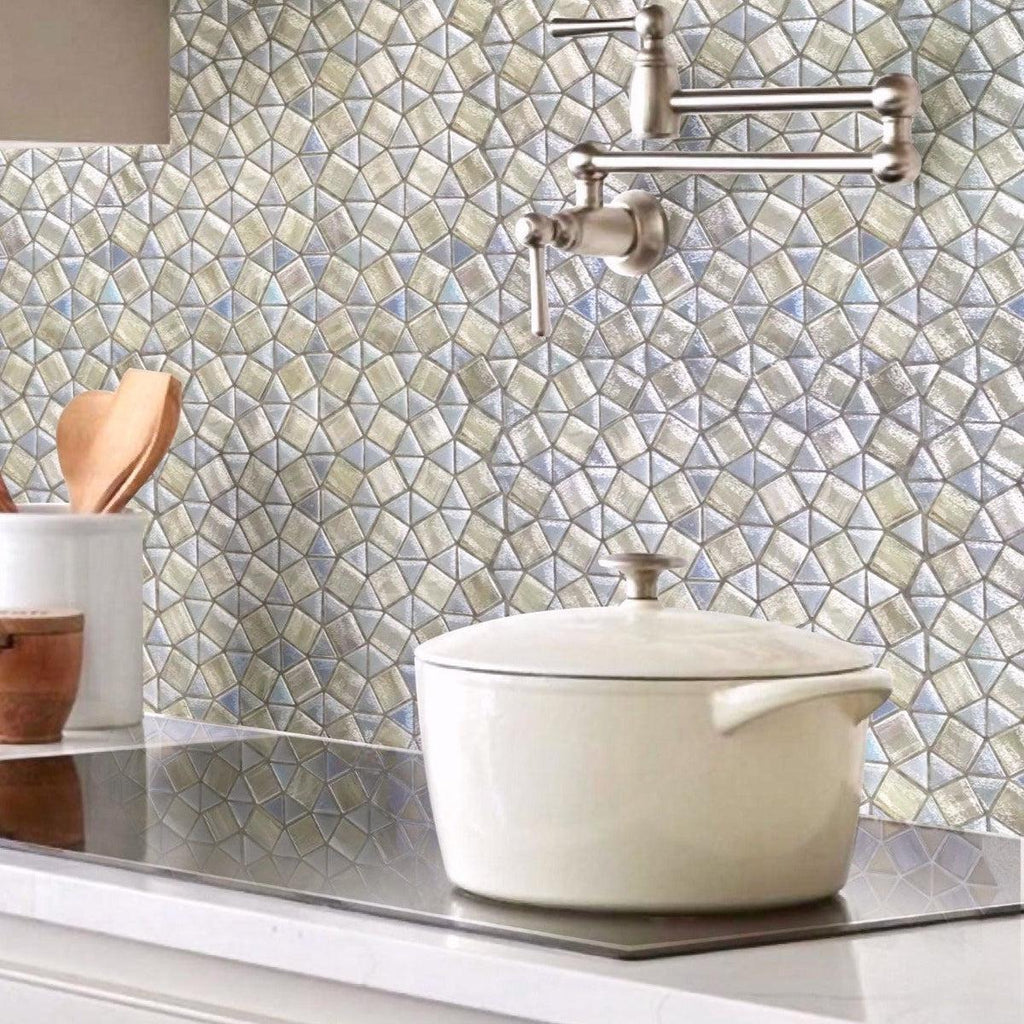 Kaleidoscope Glass Mosaic Tile backsplash