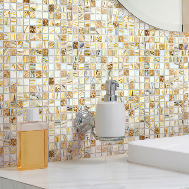 Amber Sedimentary Squares Glass Tile | Tile Club
