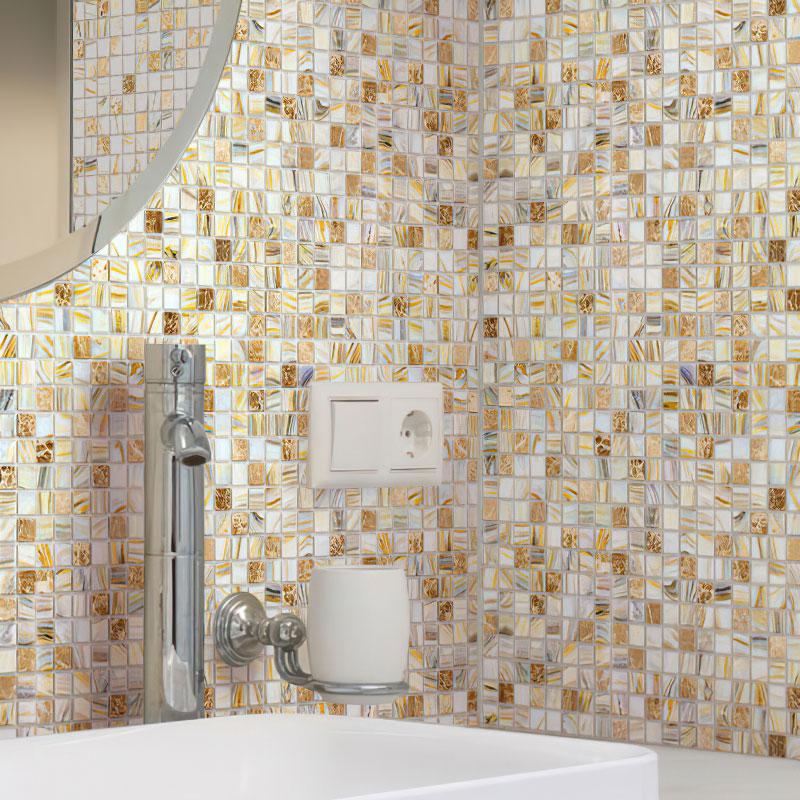 Amber Sedimentary Squares Glass Tile