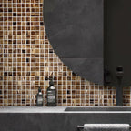 Amber Shimmer Mixed Squares Glass Pool Tile | Tile Club