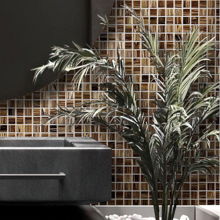 Amber Shimmer Mixed Squares Glass Pool Tile | Tile Club