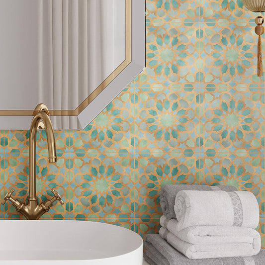 Amira Green Moroccan Pattern Porcelain Tiles