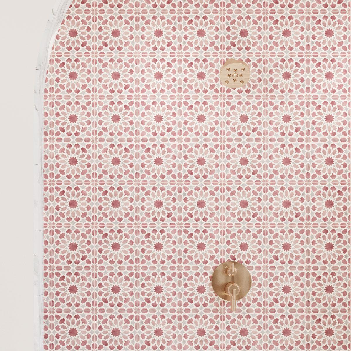 Amira Regal Pink and Gold Patterned Porcelain Tile | Tile Club