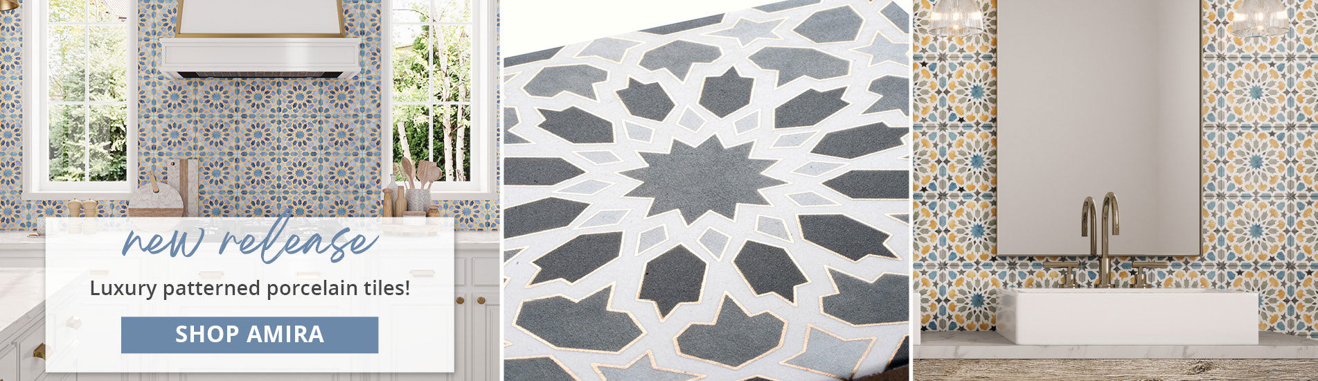 NEW Amira patterned encaustic porcelain tiles