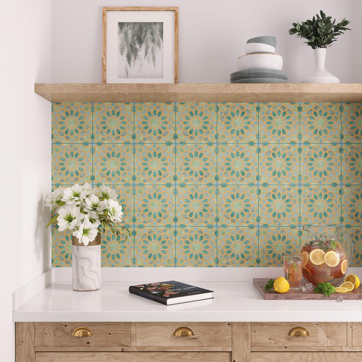 Amira Regal Green and Gold Patterned Porcelain Tile | Tile Club