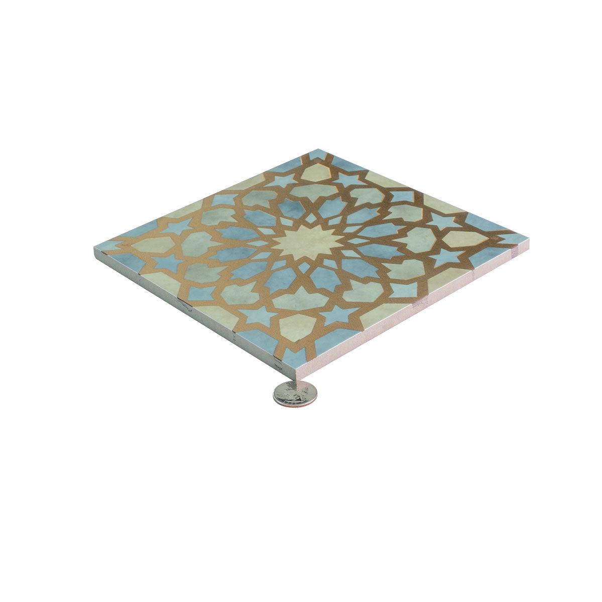 Amira Regal Green and Gold Patterned Porcelain Tile | Tile Club