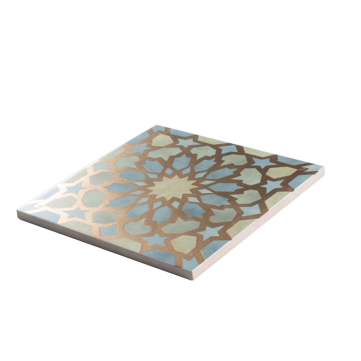 Amira Regal Green and Gold Patterned Porcelain Tile | Tile Club