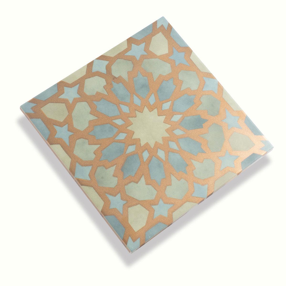 Amira Regal Green and Gold Patterned Porcelain Tile | Tile Club