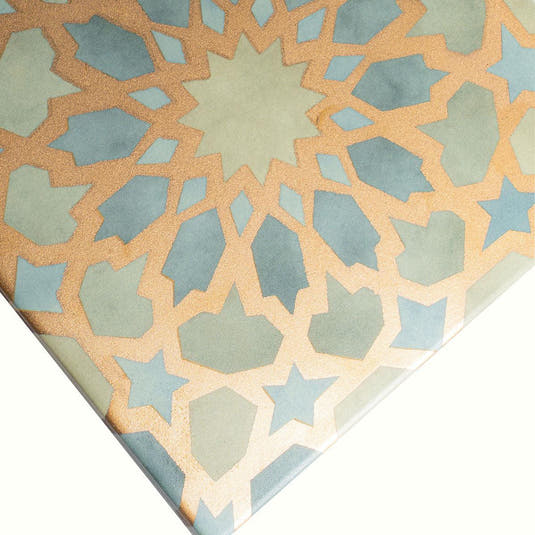 Amira Regal Green and Gold Patterned Porcelain Tile | Tile Club