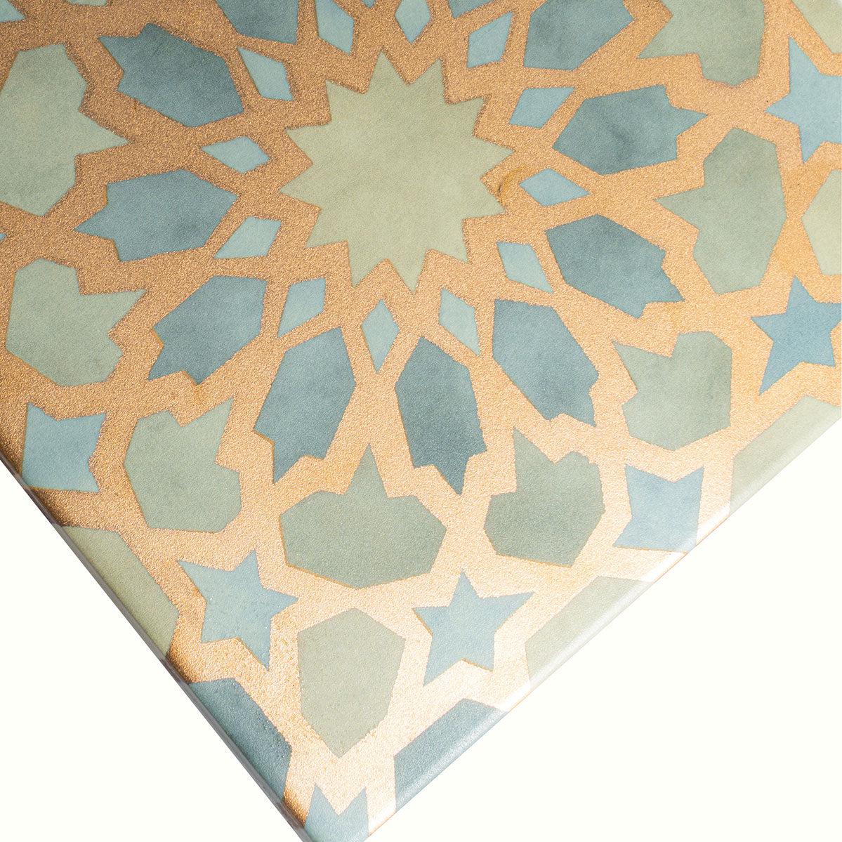 Amira Regal Green and Gold Patterned Porcelain Tile