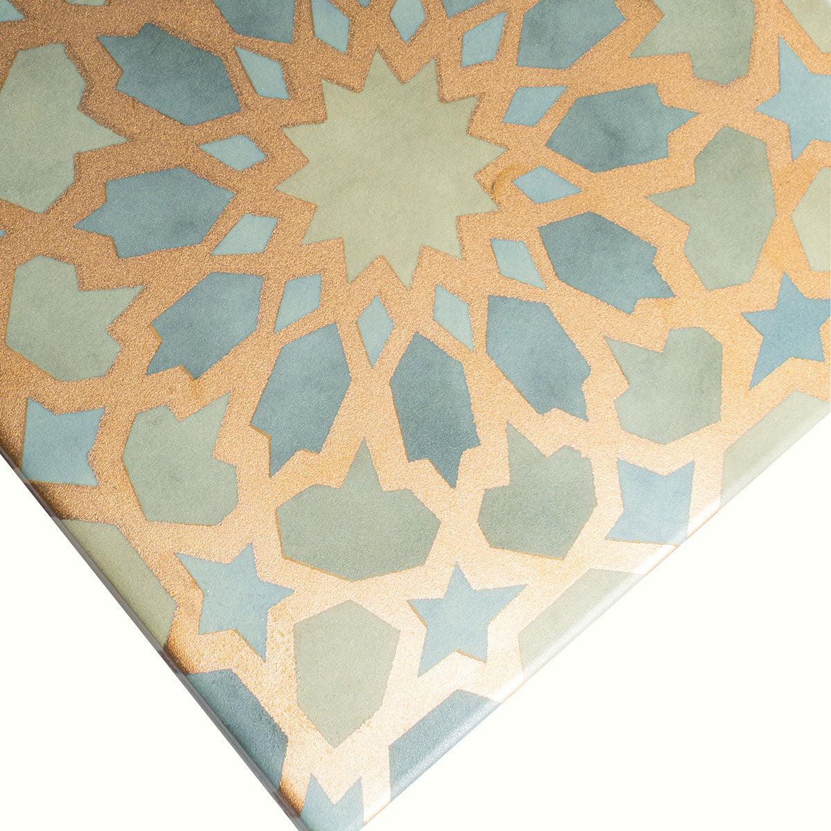 Amira Regal Green and Gold Patterned Porcelain Tile | Tile Club