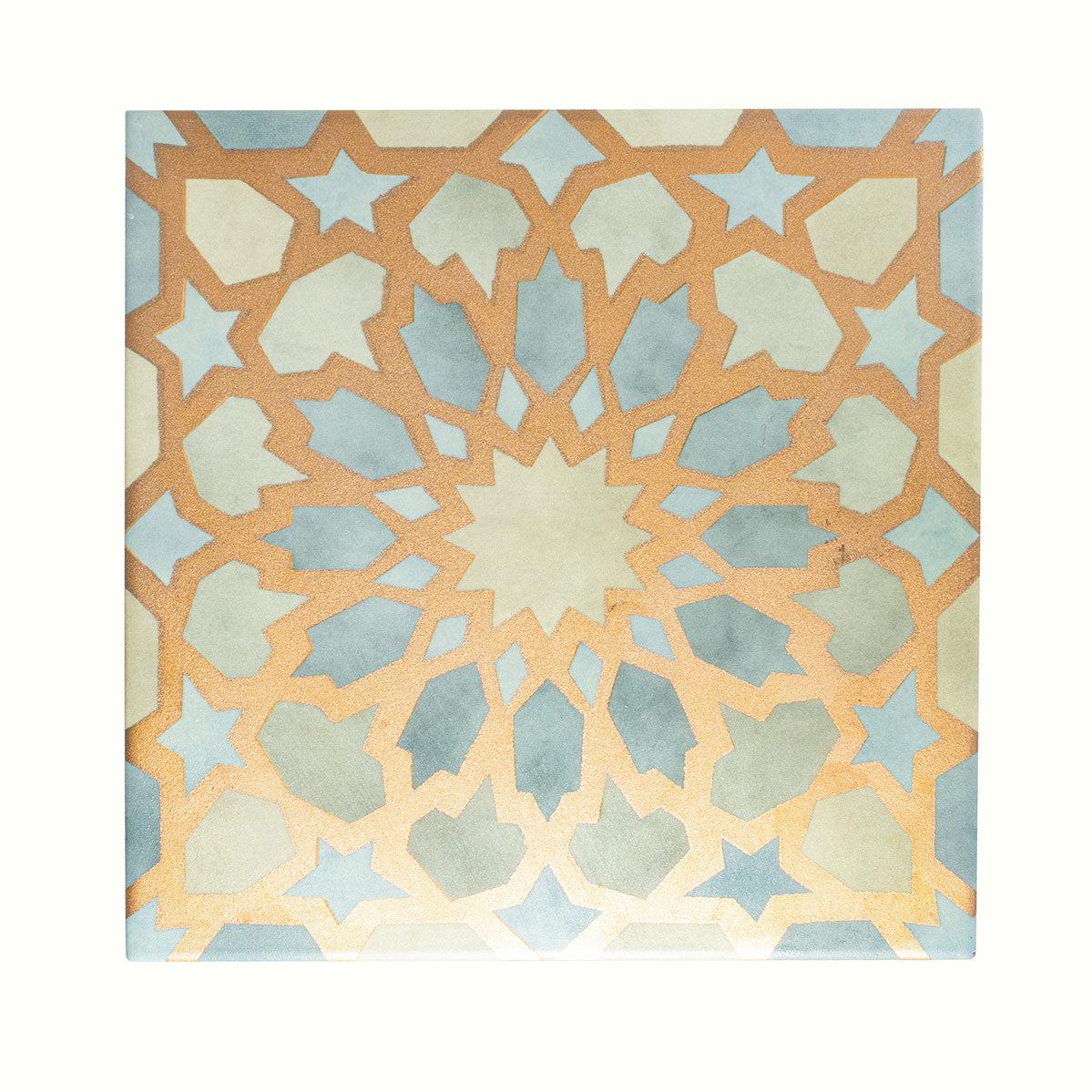 Amira Regal Green and Gold Patterned Porcelain Tile