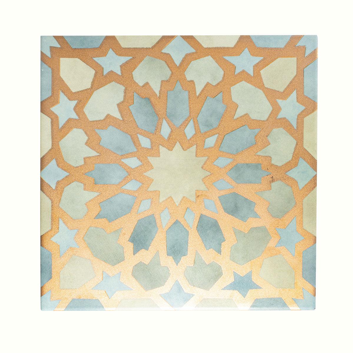 Amira Regal Green and Gold Patterned Porcelain Tile | Tile Club