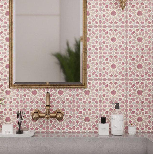 Amira Regal Pink And Gold Patterned Porcelain Tile | Size: 2024