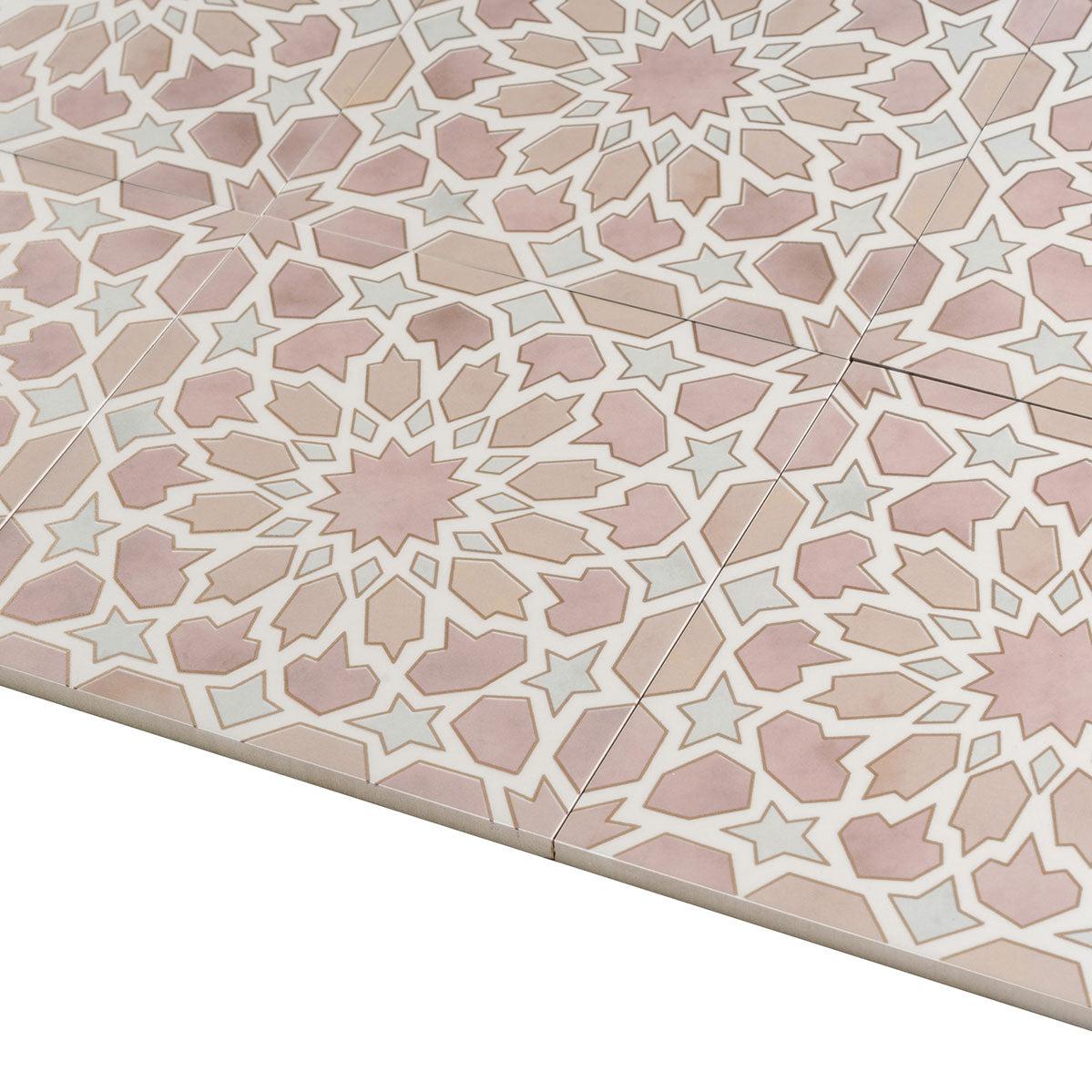 Amira Regal Pink and Gold Patterned Porcelain Tile