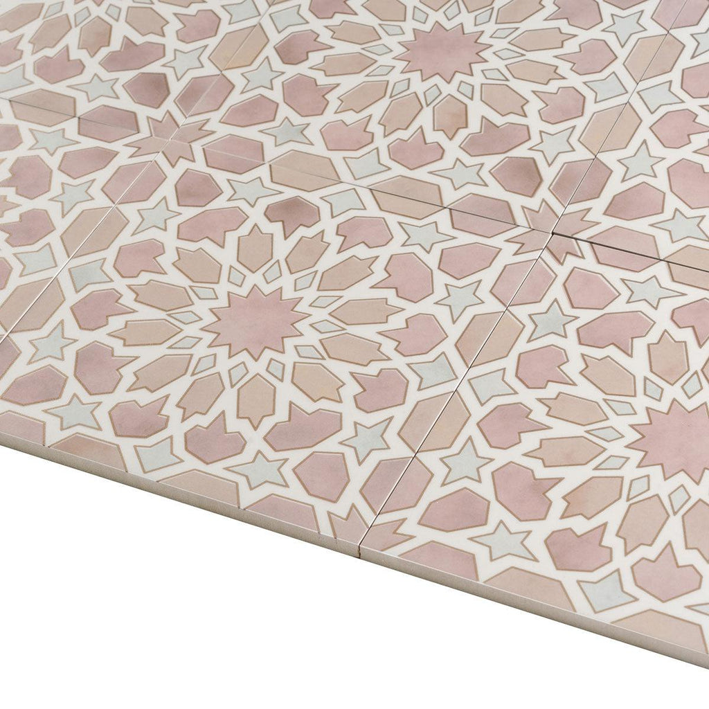 Amira Regal Pink and Gold Patterned Porcelain Tile | Tile Club